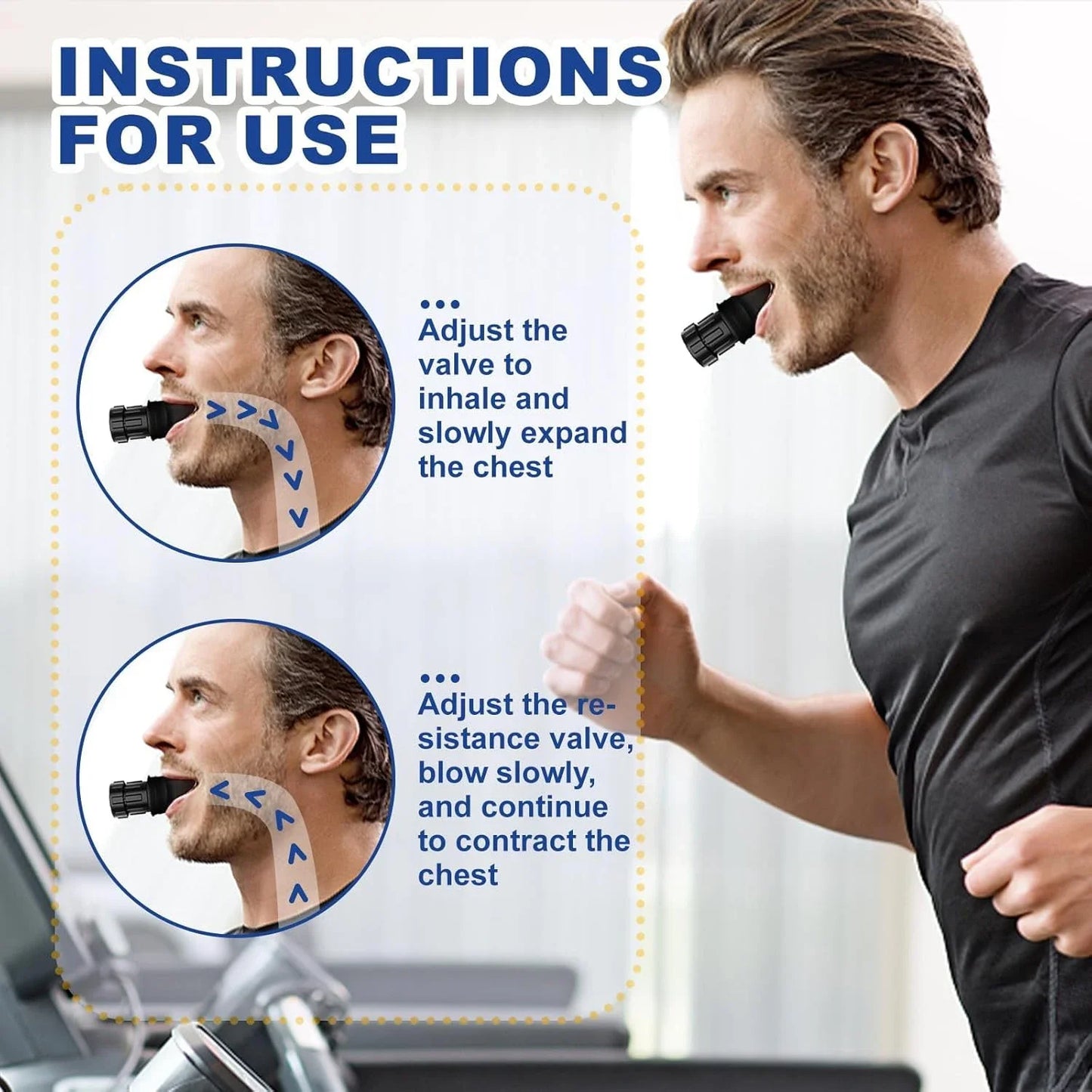 Breathing Trainer Lung Flexer Durable Fitness Exerciser Increases Lung Capacity Breath Adjustable Levels Respiratory Deep Breath